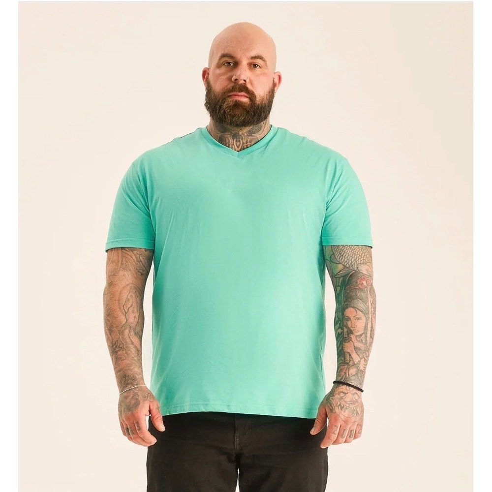 Built Different Mens V-Neck T-Shirt 3XL Fitted Soft‎ Cotton Blend VN-GREEN-